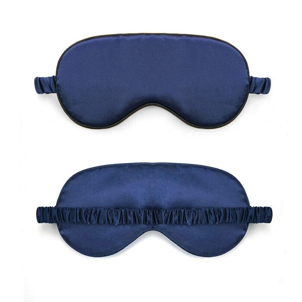 Magik Double-Sided Satin Silky Travel Sleep Eye Mask Cover Padded Blindfold Smooth (Navy Blue, 1 Pack)
