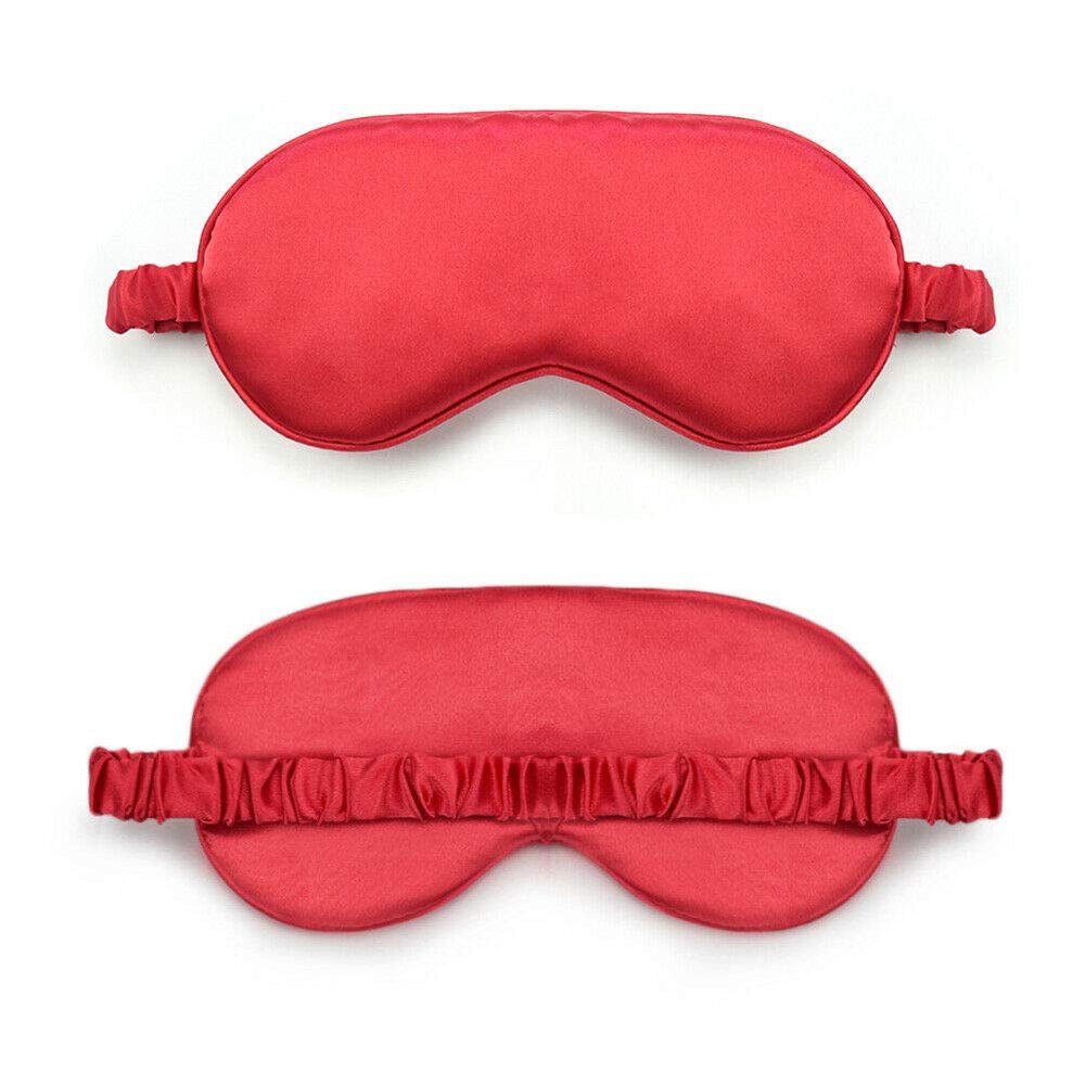 Magik Double-Sided Satin Silky Travel Sleep Eye Mask Cover Padded Blindfold Smooth (Burgundy, 2 Pack)