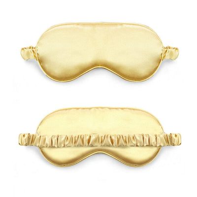 Magik Double-Sided Satin Silky Travel Sleep Eye Mask Cover Padded Blindfold Smooth (Gold, 2 Pack)