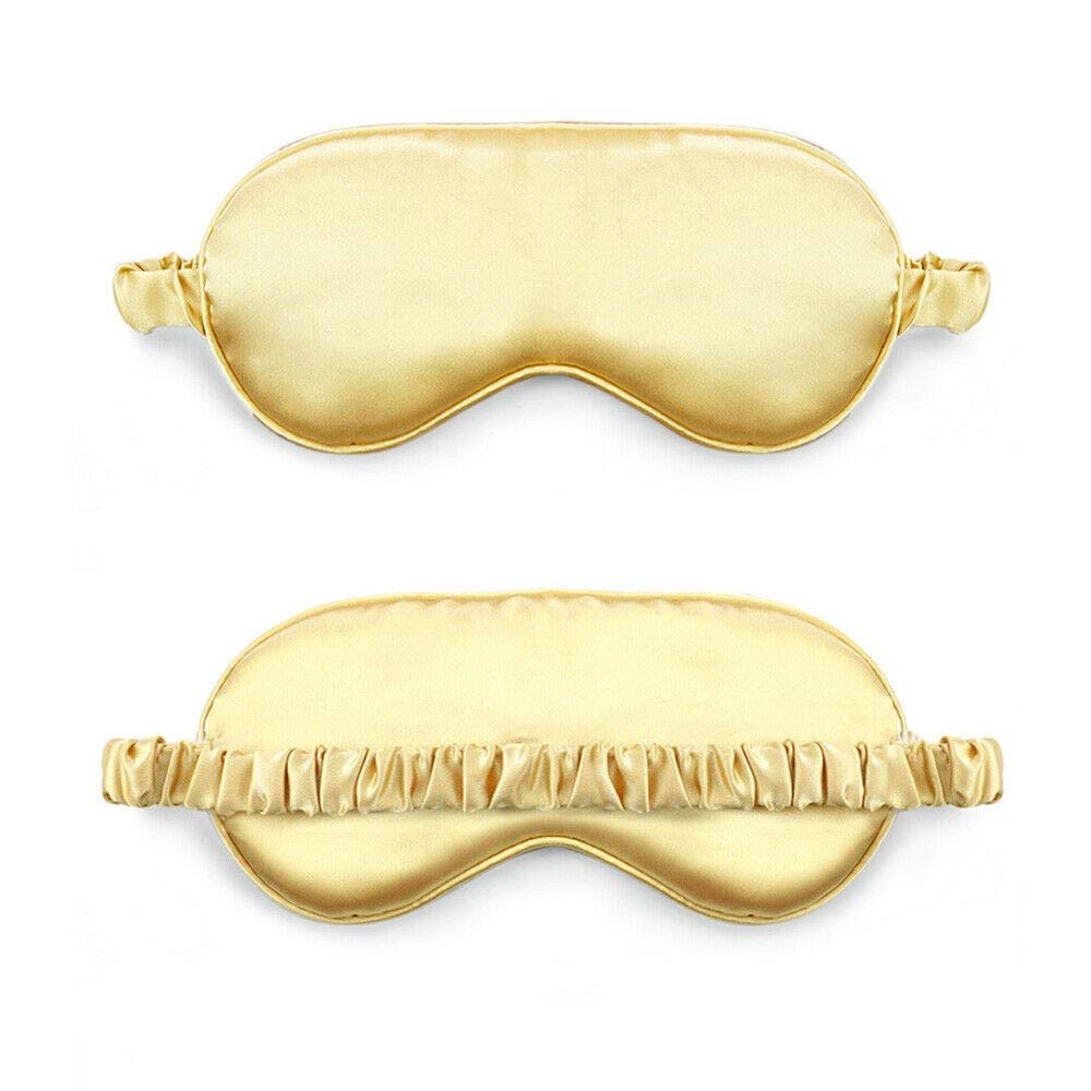 Magik Double-Sided Satin Silky Travel Sleep Eye Mask Cover Padded Blindfold Smooth (Gold, 2 Pack)