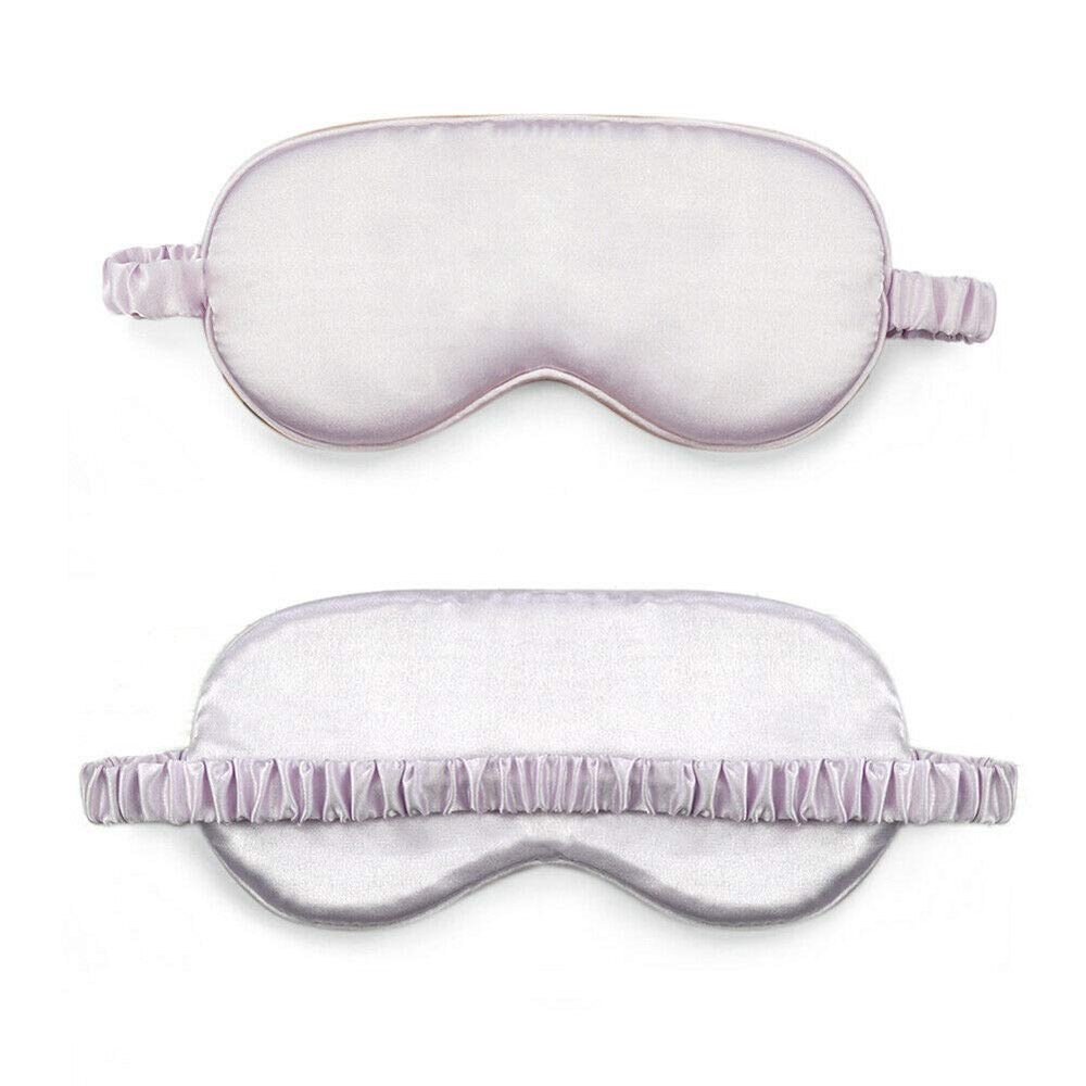 Magik Double-Sided Satin Silky Travel Sleep Eye Mask Cover Padded Blindfold Smooth (Light Purple, 2 Pack)