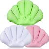 3 Pieces Inflatable Bath Pillow with Suction Cups, Terry Cloth Covered Shell Shape Bathtub Spa Pillow Comfortable Soft Cushion, Neck Support(Pink, Green, White) view 1