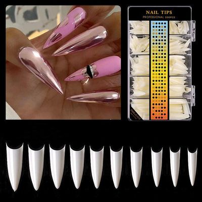 500pcs Acrylic Nail Tips Clear Fake Nails Natural False Nail Tips Clear Half Cover Artificial Acrylic False Nails DIY Salons Nail Art 10 Sizes
