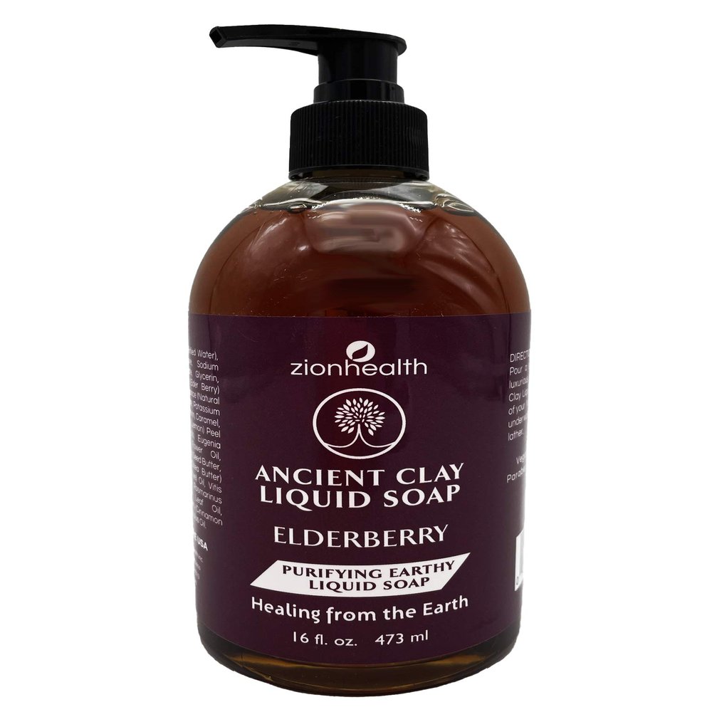 Adama Minerals Zion Health Ancient Clay Liquid Soap, Elderberry, 16 fl oz (473 ml)
