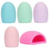 Beaupretty 6Pcs Silicone Makeup Brush Cleaner Mat Egg Shape Brush Scrubber Set for Travel Gym Home Use view 2
