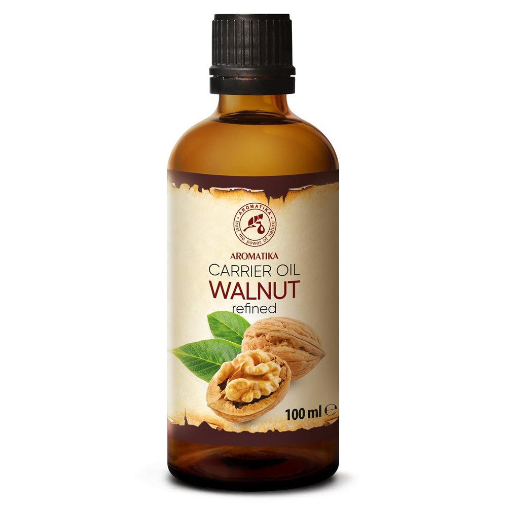 AROMATIKA Walnut Oil 3.4 fl oz - Juglans Regia Seed Oil - USA - 100% Pure - Intensive for Face Care - Body - Hair - Skin - Nails - Hands - Good w/Essential Oil