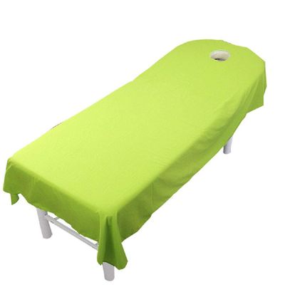 1 pcs Beauty Massage Bed Sheets with Hole, SPA Massage Treatment Bed Table Cover Flat Sheets (Green, 120x190cm)