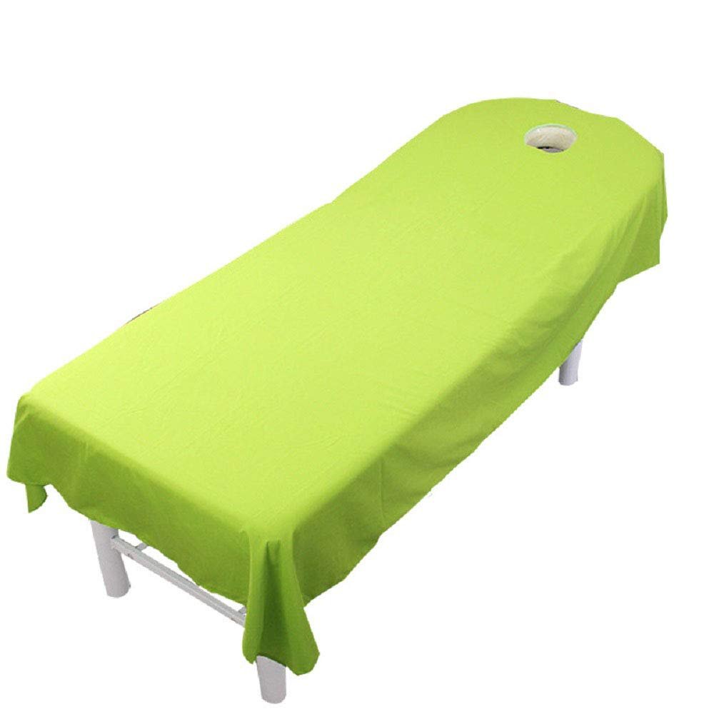 1 pcs Beauty Massage Bed Sheets with Hole, SPA Massage Treatment Bed Table Cover Flat Sheets (Green, 120x190cm)