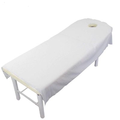 1 pcs Beauty Massage Bed Sheets with Hole, SPA Massage Treatment Bed Table Cover Flat Sheets (White, 120x190cm)