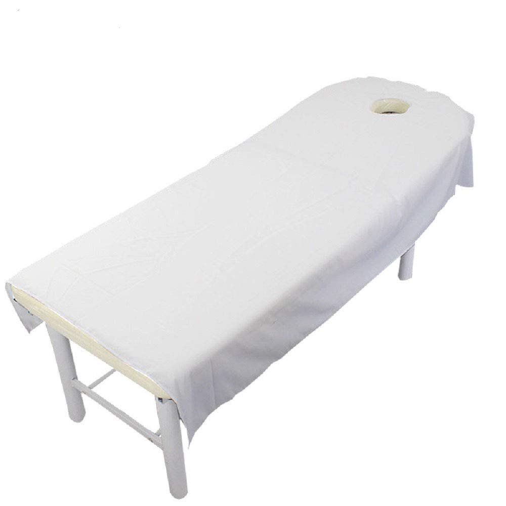 1 pcs Beauty Massage Bed Sheets with Hole, SPA Massage Treatment Bed Table Cover Flat Sheets (White, 120x190cm)