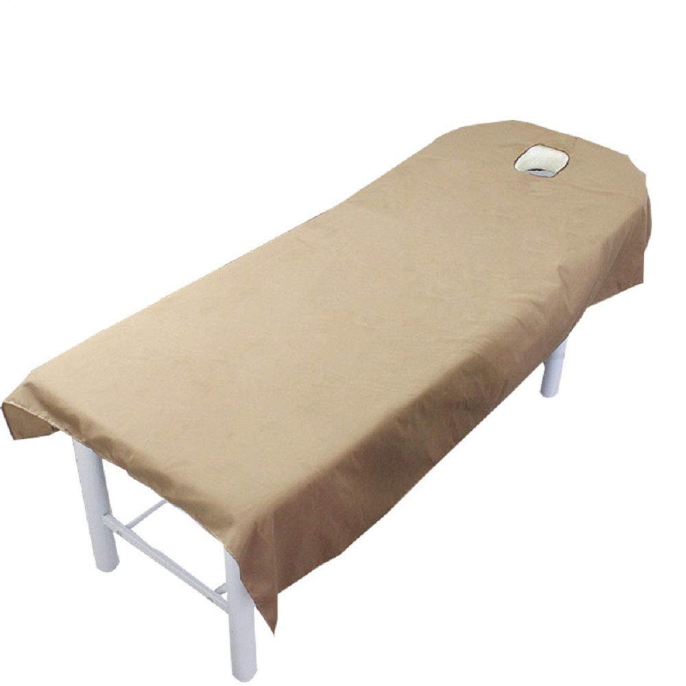 1 pcs Beauty Massage Bed Sheets with Hole, SPA Massage Treatment Bed Table Cover Flat Sheets (Camel, 120x190cm)