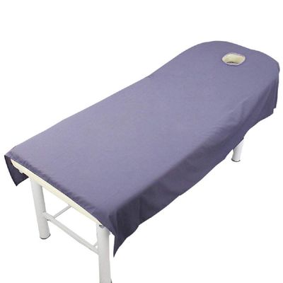 1 pcs Beauty Massage Bed Sheets with Hole, SPA Massage Treatment Bed Table Cover Flat Sheets (Blue, 120x190cm)