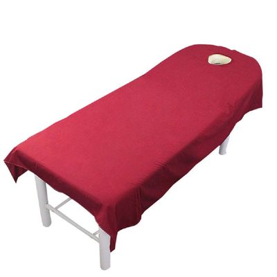1 pcs Beauty Massage Bed Sheets with Hole, SPA Massage Treatment Bed Table Cover Flat Sheets (Wine red, 80x190cm)