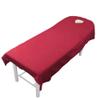 1 pcs Beauty Massage Bed Sheets with Hole, SPA Massage Treatment Bed Table Cover Flat Sheets (Wine red, 80x190cm) view 1