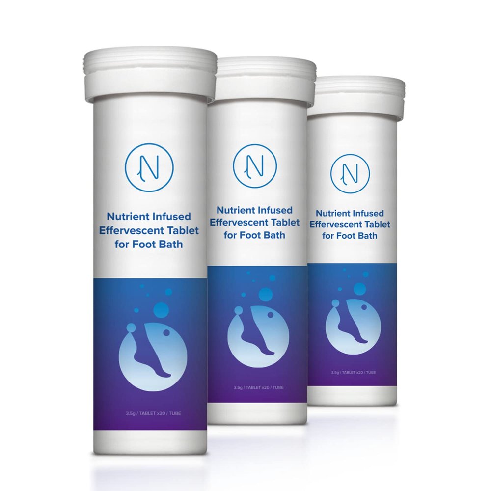 Diabetic Foot Soak Effervescent Tablets Foot Care by Nerve Spa, Anti-Swelling, Rehydrate The Foot, Foot Care Nutrients 20 Tablets (3 Tubes)