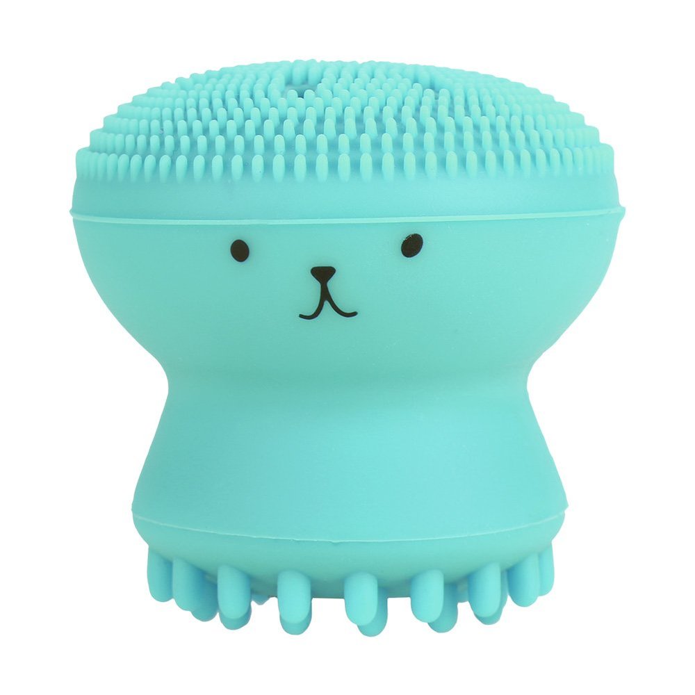 Face Cleansing Brush Exfoliating Grease Removal Massage Jellyfish Octopus Wash Tool 1pcs(green)