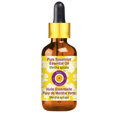 dve herbes Spearmint Essential Oil (Mentha spicata) with Glass Dropper | Pure | Non-Sticky | Non-Greasy | Lightweight | Men & Women | All Skin Types | Steam Distilled 100ml (3.38 oz)