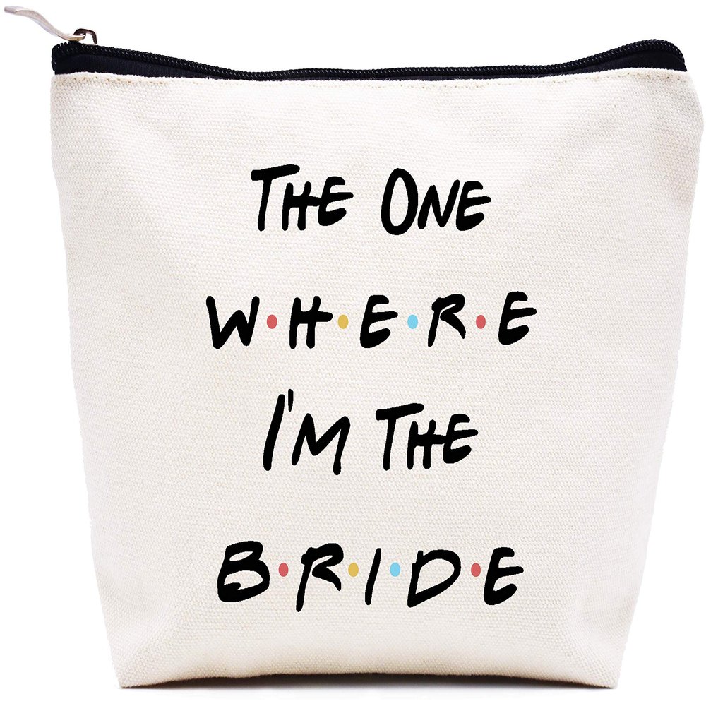 LIBIHUA Bride Gift The One Where I'm the Bride Engagement Gift Bridal to Be Newly Engaged Bridal Shower Present Bachelorette Party Present Travel Pouch Hangover Clutch Makeup Bag Cosmetic Bag