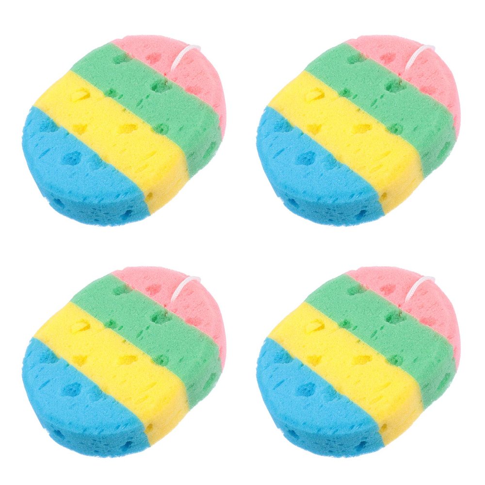 4pcs Rainbow Oval Bath Sponges Exfoliating Shower Foam Body Sponges Exfoliating Soothing Sponges for