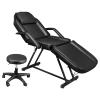 OmySalon Massage Salon Tattoo Chair Esthetician Bed with Hydraulic Stool,Multi-Purpose 3-Section Facial Bed Table, Adjustable Beauty Barber Spa Beauty Equipment, Black view 1