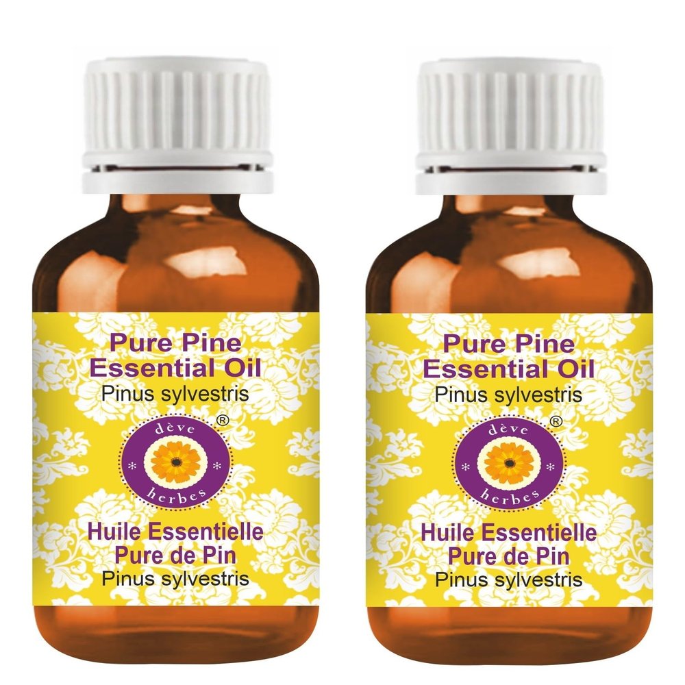 Deve Herbes Pure Pine Essential Oil (Pinus sylvestris) Steam Distilled (Pack of Two) 100ml X 2 (6.76 oz)