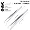 2 Pieces Straight and Curved Tip Tweezers Eyelash Extension Tweezers, Stainless Steel False Lash Application Tools (Silver) view 3