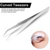 2 Pieces Straight and Curved Tip Tweezers Eyelash Extension Tweezers, Stainless Steel False Lash Application Tools (Silver) view 4