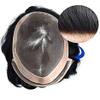 Transparent Lace Front HAIR System Mens Toupee Replacement Bleached Knot Hairpiece Natural Hairline Mono Human Hair Black Human hair Wigs (9"X6", 1# Jet Black-130% Medium density) view 3