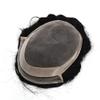 Transparent Lace Front HAIR System Mens Toupee Replacement Bleached Knot Hairpiece Natural Hairline Mono Human Hair Black Human hair Wigs (9"X6", 1# Jet Black-130% Medium density) view 4