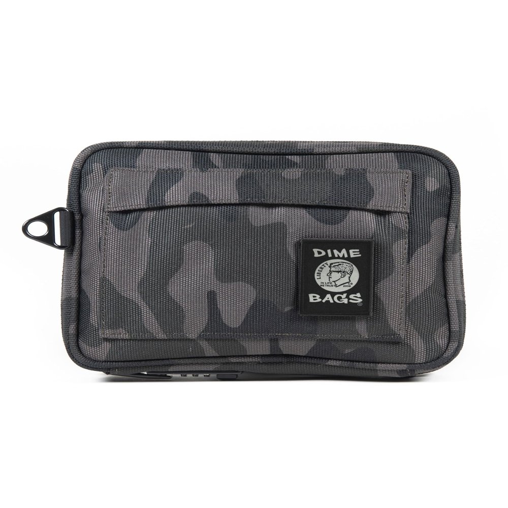 DIME BAGS Smell-proof Boss with Lock Padded Pouch with Activated Carbon Technology | 3-Digit Combo Lock | Low-Profile, Sleek Design (8 Inch, Camo)