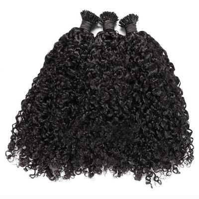 RJ Hair Sassy Curly I Tip Hair Extensions 100 Strand Brazilian Microlinks Human Hair Keratin Fusion Stick I Tip Hair For Women (16inch 100strand, Natural Color)