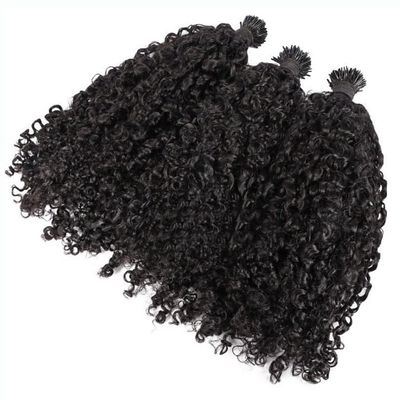 RJ Hair Sassy Curly I Tip Hair Extensions 100 Strand Brazilian Microlinks Human Hair Keratin Fusion Stick I Tip Hair For Women (26inch 100strand, Color 1#)