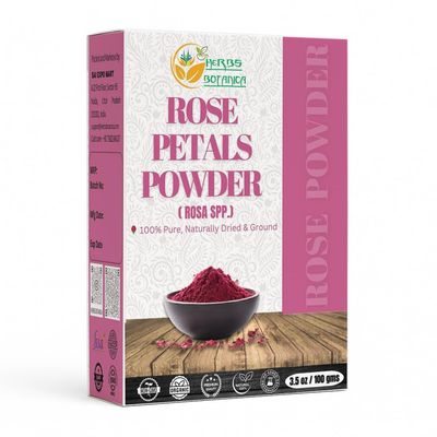 Herbs Botanica Rose Petal Powder Natural, 100% Natural for Face Mask, DIY Skin Care, Aromatherapy, No Preservatives or Colors, Chemical-Free Herbal Powder, 100 gm / 3.52 oz