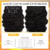Caliee Natural Curly Wave Clip in Hair Extensions 18Inch Human Hair Thick End Wavy Curly Natural Black Color Double Weft 120Gram #1B Off Color Soft Hair 17Clips 7Pieces Per Pack view 2