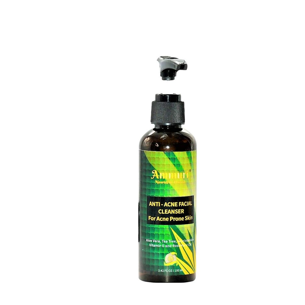 Ammuri Anti-Acne & Anti-Ageing Facial Cleanser & Pore Minimizer. Helps Reduce Inflammation & Fight Acne. Organic Aloe Vera, Tea Tree, Niacinamide, Vitamin E, Rosemary Oil & Jojoba Oil