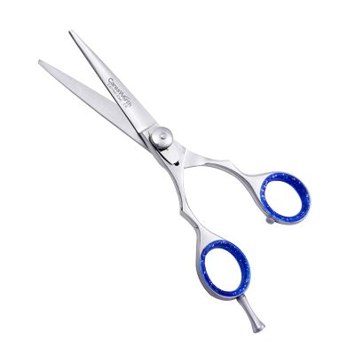 Professional Razor Edge Barber Hair Cutting Scissors - J2 Japanese Stainless Steel Scissors - Fine Adjustment Tension Screw - Premium Shears for Hair Cutting (5 1/2" Lefty, Silver)