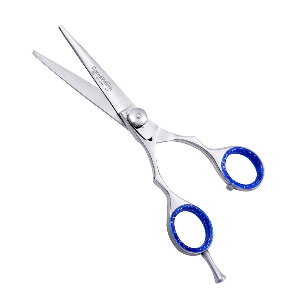 Professional Razor Edge Barber Hair Cutting Scissors - J2 Japanese Stainless Steel Scissors - Fine Adjustment Tension Screw - Premium Shears for Hair Cutting (5 1/2" Lefty, Silver)