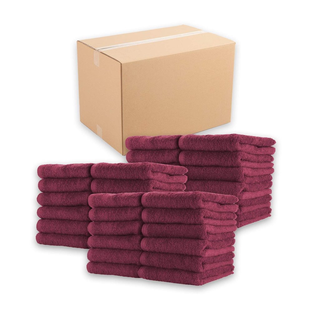 Arkwright Bleach Proof Salon Towels Bulk - Case of 180 - Highly Absorbent, 100% Cotton, Quick Dry Spa Face Towel for Hair Stylist, Barber, Pedicure, and Esthetician, 16 x 27 in, Burgundy