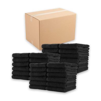 Arkwright Bleach Proof Salon Towels Bulk - Case of 180 - Highly Absorbent, 100% Cotton, Quick Dry Spa Face Towel for Hair Stylist, Barber, Pedicure, and Esthetician, 16 x 27 in, Black