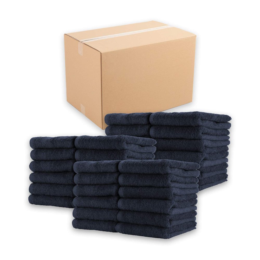 Arkwright Bleach Proof Salon Towels Bulk - Case of 180 - Highly Absorbent, 100% Cotton, Quick Dry Spa Face Towel for Hair Stylist, Barber, Pedicure, and Esthetician, 16 x 27 in, Navy