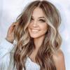 Andongnywell Wig Long Curly Wavy Brown Wigs Middle Part Glamorous Women Wigs Synthetic Full Wig with Wig Cap (Brown,One Size) view 3