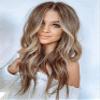 Andongnywell Wig Long Curly Wavy Brown Wigs Middle Part Glamorous Women Wigs Synthetic Full Wig with Wig Cap (Brown,One Size) view 4