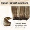 Balayage Sew in Hair Extensions Real Human Hair Weft, Hand Tied Weft Hair Extensions Human Hair Ash Brown to Beige Blonde to Platinum Blonde Highlights Human Hair Bundles Genius Weft 80G 14 Inch view 3