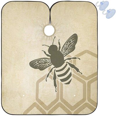 visesunny Barber Cape Vintage Bee Polyester Hair Cutting Salon Cape Apron Anti-Static Haircut Water-Resistant Shaving Cloth Beard Shaving Bib Hairdressing Cape