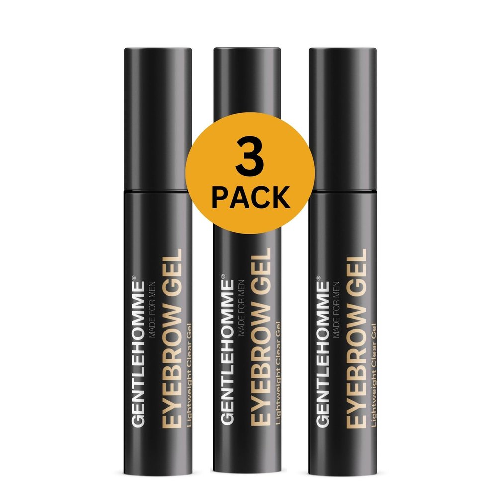 Gentlehomme - Eyebrow Gel - Mens Clear Brow Gel - Long-Lasting Invisible Hold - Shape, Define, Hold & Set Eyebrows - Liquid Gel & Brush Applicator - Use With Eyebrows & Eyelashes - Vegan - 3 Pack