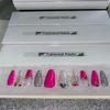 Pink & Silver Press On Nails Size Medium view 1