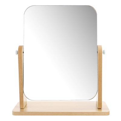 Beaupretty Home Tabletop Swivel Makeup Mirror with Wood Stand Rotating Design for Easy Viewing for Women of All Ages for Makeup Application and Grooming Great for Special Occasions