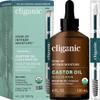 Cliganic Organic Castor Oil, 100% Pure (4oz Glass Bottle with Eyelash Kit) - For Eyelashes, Eyebrows, Hair & Skin (Packaging May Vary) view 1