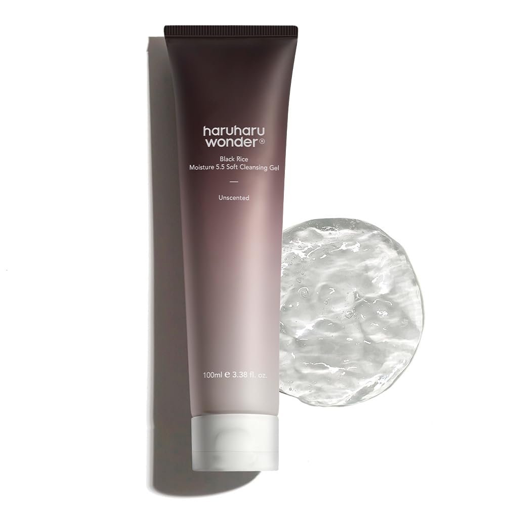 HARUHARU wonder Black Rice Moisture 5.5 Soft Cleansing Gel, Gentle Daily Cleanser, Low 5.5pH, Moisture Balance, Soap Free, For Sensitive Skin, Holiday Stocking Stuffer, Vegan, Cruelty-Free, 3.4 fl.oz