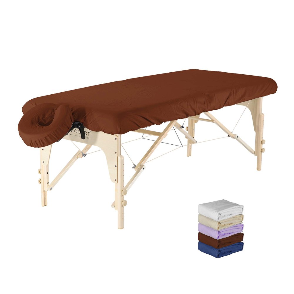 Master Massage 2 Pieces Mocrafiber Massage Table Sheet Set, Massage Table Cover - Includes Table Cover and Face Cushion Cover (Dark Chocolate)